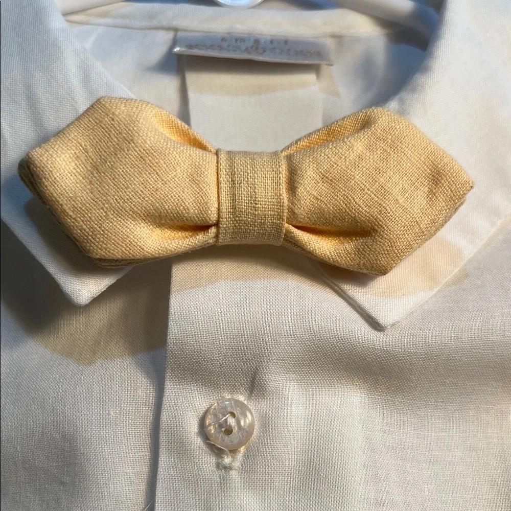 Vintage Kids Beige Suspender Outfit with Bow Tie. It's Classic!​